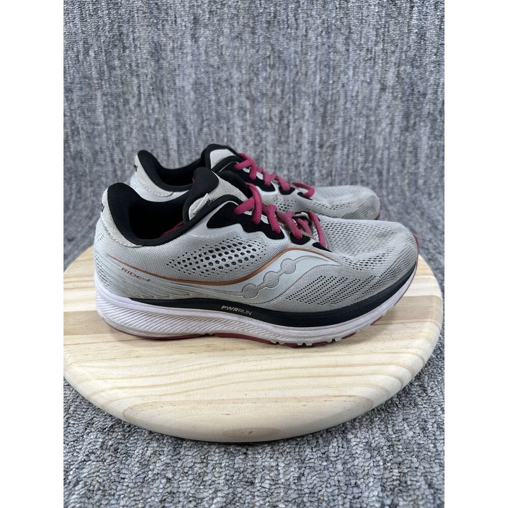 Saucony Ride 14 Running Shoes Womens Size 7.5 Fog Sneakers S10650-55 Gray Purple